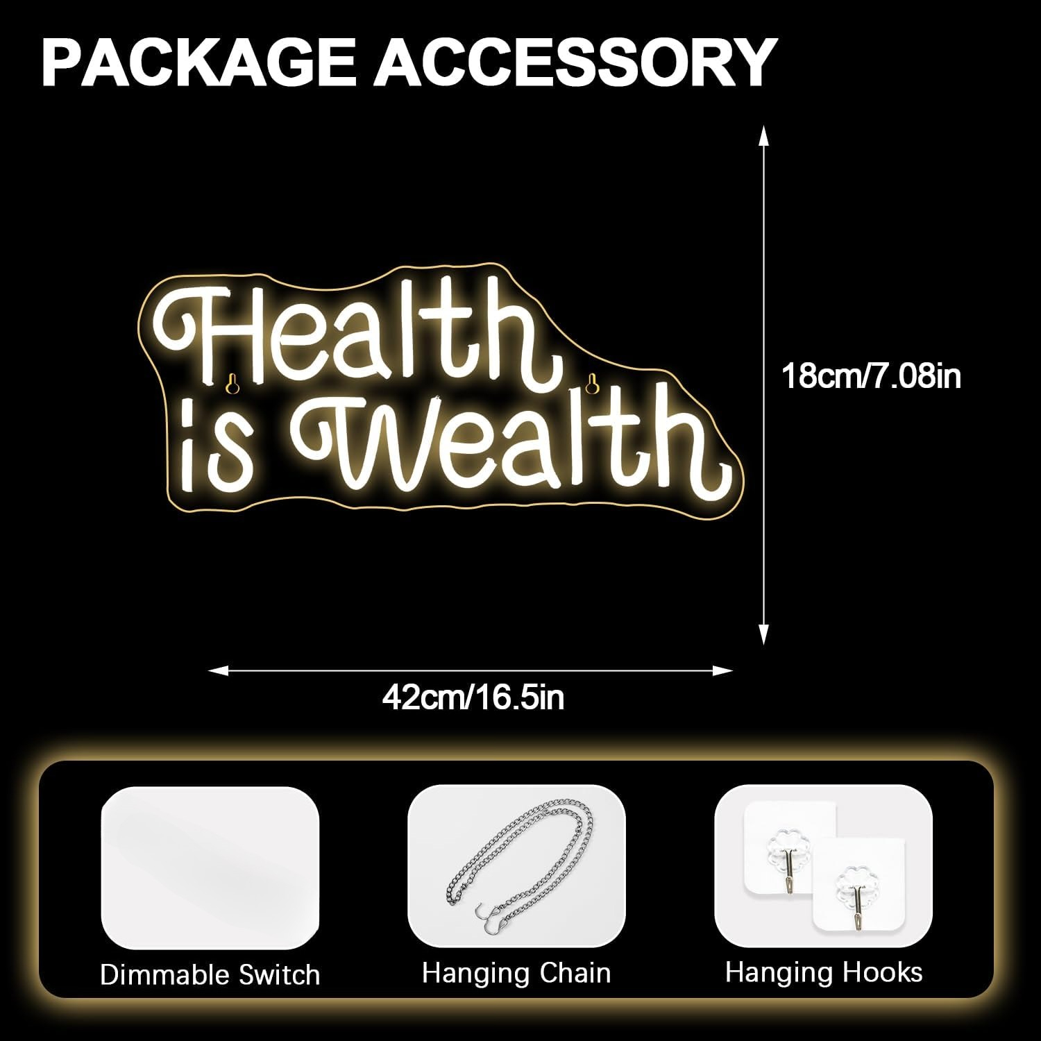 Health is Wealth Neon Sign USB - Health Wellness Gym 评论和价格