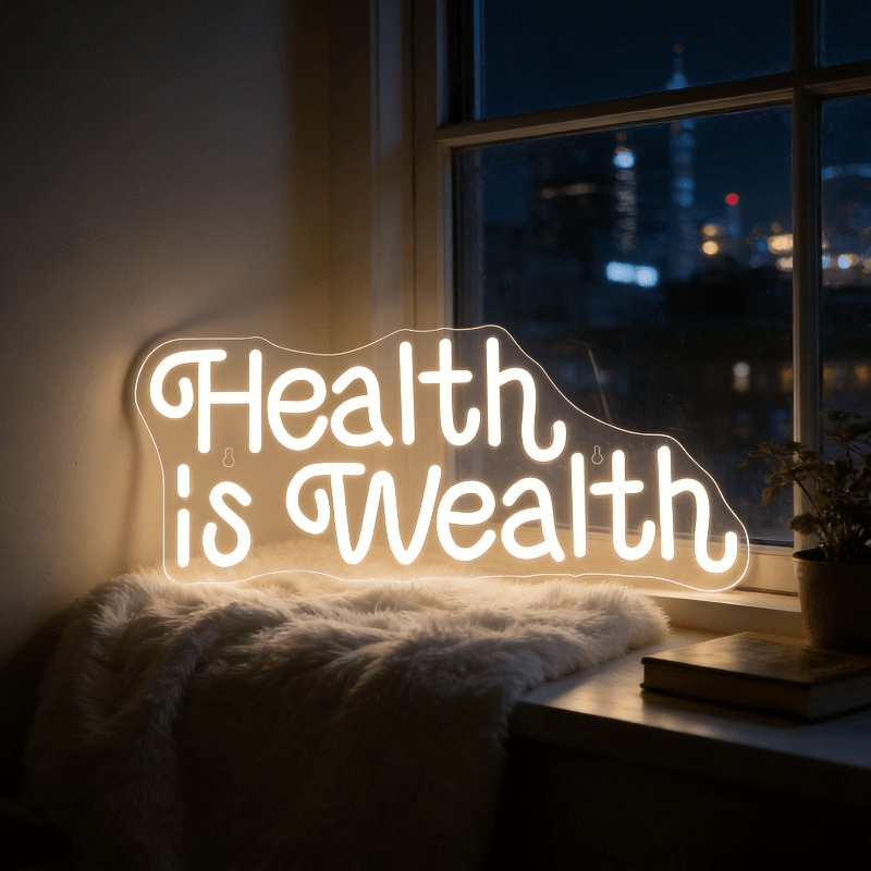 Health is Wealth Neon Sign LED - Health Wellness Gym 评论和价格