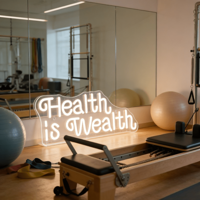 Health is Wealth Neon Sign LED - Health Wellness Gym 评论和价格